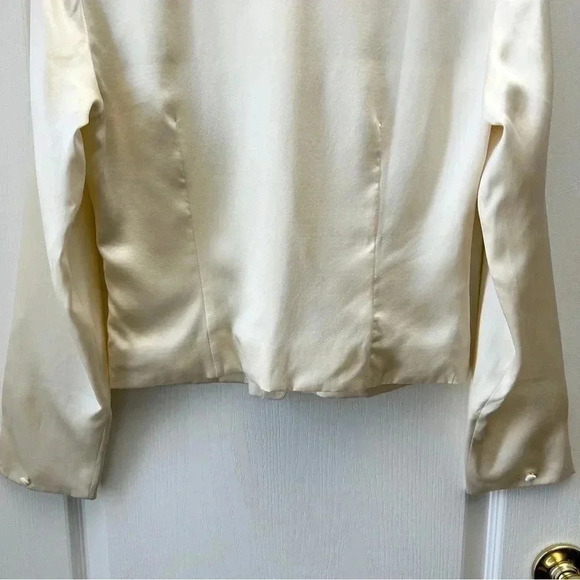 Vintage Talbots Pure Silk Jacket Embroidered Cropped Blazer Ivory Cream Ecru 4 - Picture 9 of 16